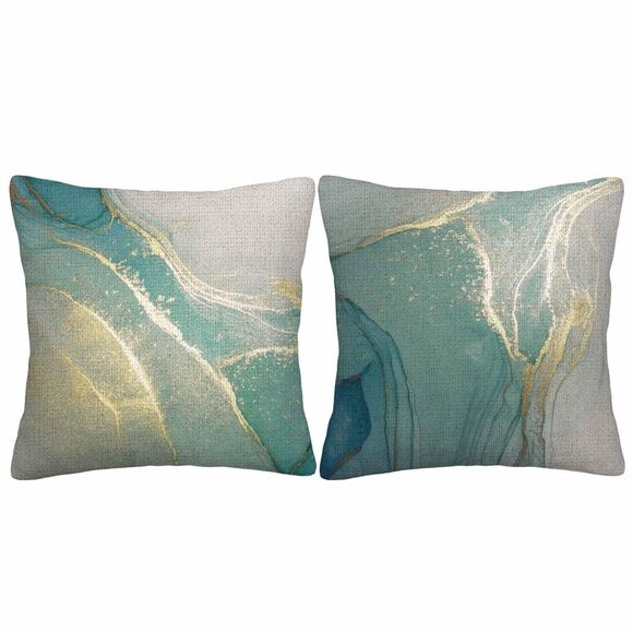 Other - 3298 Marble Pattern Throw Pillow Covers Set of 2,Turquoise Gold Silver
